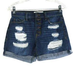 Mudd Destressed Denim Shorts Women's Size 5 Medium Wash Flex Stretch